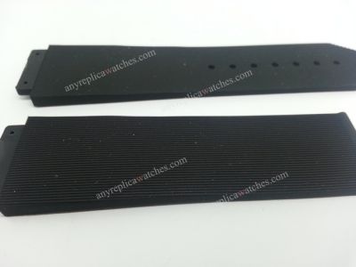 Replica Hublot Watch Band: Hublot Geneve Replacement Black Stripped Rubber strap 24mm